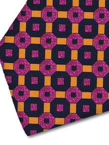 Navy, Lavender & Orange Sartorial Silk Tie | Italo Ferretti Fine Ties Collection | Sam's Tailoring
