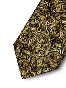 Gold and Black Patterned Tailored Silk Tie | Italo Ferretti Fine Ties Collection | Sam's Tailoring