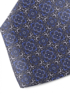 Blue & Grey Floral Sartorial Silk Tie | Italo Ferretti Ties Collection | Sam's Tailoring Fine Men Clothing