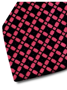 Bordeaux With Black Velvet Squares Pattern Silk Tie  | Italo Ferretti Ties Collection | Sam's Tailoring Fine Men Clothing