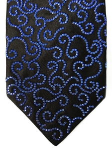 Black With Sapphire Sartorial Silk Tie | Italo Ferretti Luxury Ties | Sam's Tailoring Fine Men Clothing