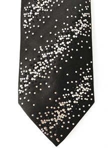 Black With White & Black Strass Sartorial Silk Tie | Italo Ferretti Luxury Ties | Sam's Tailoring Fine Men Clothing