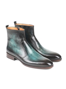 Turquoise Burnished Side Zipper Men's Boot | Fine Men Spring Boots | Sam's Tailoring Fine Men Clothing