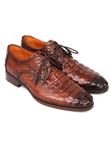 Brown Crocodile Embossed Calfskin Derby Shoe| Fine Men Derby Shoes | Sam's Tailoring Fine Men Clothing