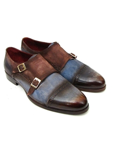Antique Brown & Blue Suede Monkstraps Shoe | Handmade Monk Straps Shoes | Sam's Tailoring Fine Men Clothing