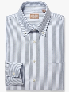 Blue Stripe Button Down Oxford Dress Shirt | Dress Shirts Collection | Sam's Tailoring Fine Men Clothing