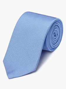 Blue Silk Cotton Blend Textured Tie | Fine Ties Collection | Sam's Tailoring Fine Men Clothing