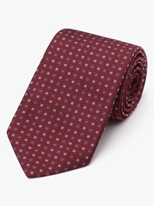 Red With Blue & White Accents Neat Tie | Fine Ties Collection | Sam's Tailoring Fine Men Clothing