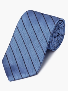 Blue Herringbone Stripe Pattern Silk Tie | Fine Ties Collection | Sam's Tailoring Fine Men Clothing