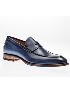 Deep Blue Baby Calf Leather Amberes Loafer | Jose Real Shoes Collection | Sam's Tailoring Fine Men Clothing