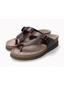 Chestnut Smooth Leather Buckle Fastener Sandal | Women's Classic Sandals | Sams Tailoring