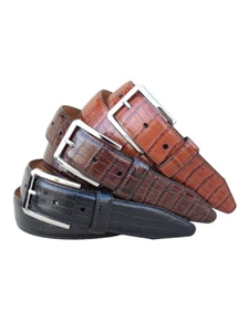 Cognac Genuine Leather Crocodile Pattern Dress Belt | Lejon Belts collection | Sam's Tailoring Fine Men Clothing