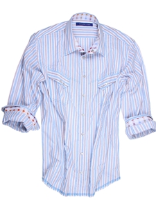 Blue & Gold Stripes Long Sleeves Big & Tall Shirt | Georg Roth Big & Tall Shirts | Sams Tailoring Fine Mens Clothing