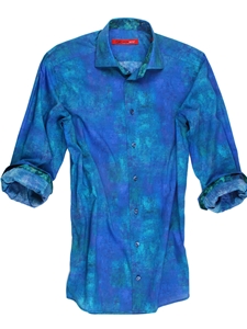 Royal & Turquoise Print Big and Tall Shirt | Georg Roth Big & Tall Shirts | Sams Tailoring Fine Mens Clothing