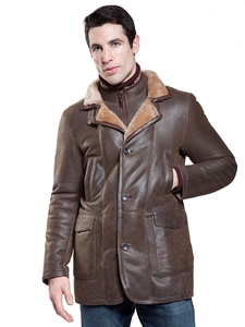 Rugged Castano Utica Men's Shearling Coat | Aston Leather Shearling Collection | Sam's Tailoring Fine Men Clothing