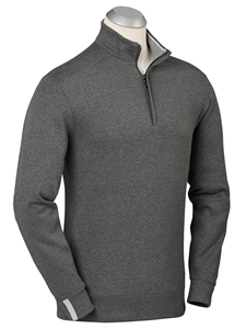 Charcoal Leaderboard Pima Cotton Long Sleeve Pullover | Bobby Jones Sweaters Collection | Sams Tailoring Fine Men's Clothing