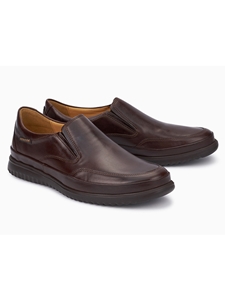 Dark Brown Smooth Leather Ultra Light Slip On Shoe | Mephisto Loafers Collection | Sam's Tailoring Fine Men Clothing