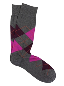 Asphalt/Plum Pima Cotton Argyle Sock | Marcoliani Socks Collection | Sam's Tailoring Fine Men's Clothing