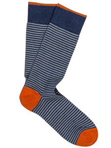 Light Blue Denim Pima Cotton Palio Stripe Sock | Marcoliani Socks Collection | Sam's Tailoring Fine Men's Clothing