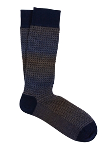 Autumn Brown Shaded Basket Print Sock | Marcoliani Socks Collection | Sam's Tailoring Fine Men's Clothing