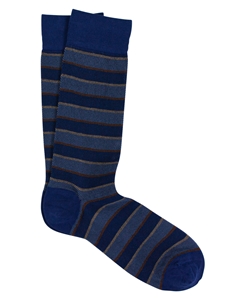 Royal Blue Pima Cotton Pique Club Stripe Sock | Marcoliani Socks Collection | Sam's Tailoring Fine Men's Clothing
