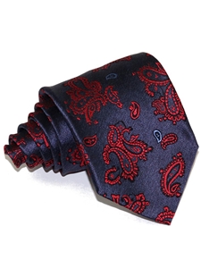 Red & Navy Sartorial Woven Silk Necktie | Italo Ferretti Ties | Sam's Tailoring Fine Men Clothing