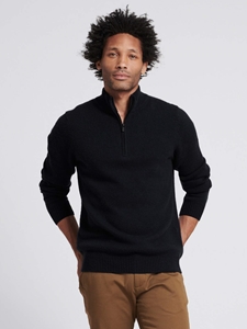 Black Wool Cashmere Quaterzip Sweater  | Naadam Quarter Zip | Sam's Tailoring Fine Men's Clothing