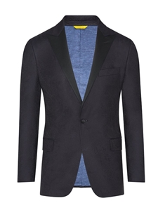 Navy Floral Jacquard Wool Silk Dinner Jacket | Hickey Freeman Sportcoats Collection | Sam's Tailoring Fine Men Clothing