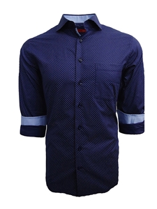 Navy & Light Blue Small Print Carlsbad Mens Shirt | Georg Roth Shirts | Sams Tailoring Fine Mens Clothing