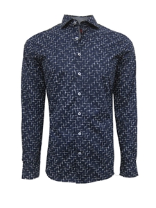 Midnight Puzzle Print Boston Long Sleeve Shirt | Georg Roth Shirts | Sams Tailoring Fine Mens Clothing