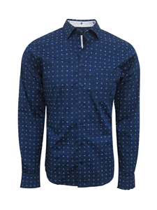 Indigo With Turquoise & Royal Circle Motif Bombay Beach Shirt | Georg Roth Shirts | Sams Tailoring Fine Mens Clothing