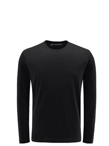 Black Pima Cotton Crew Neck Long Sleeve T shirt | Georg Roth t Shirts | Sams Tailoring Fine Mens Clothing