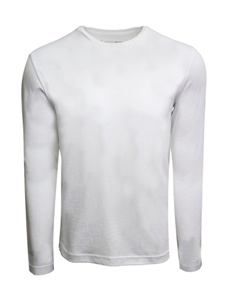 White Pima Cotton Crew Neck Long Sleeve t Shirt | Georg Roth t Shirts | Sams Tailoring Fine Mens Clothing