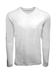 White Pima Cotton V-Neck Long Sleeve Mens t Shirt | Georg Roth t Shirts | Sams Tailoring Fine Mens Clothing