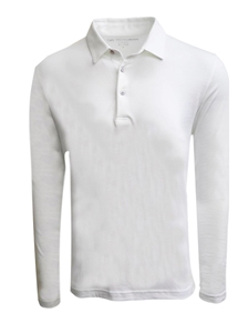 White Luxe Pima Long Sleeve Men's Polo | Georg Roth Men Polos | Sam's Tailoring Fine Men Clothing