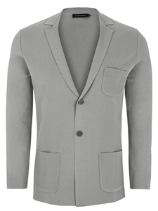 Medium Grey Front Patch Pockets Men Knit Blazer | Stone Rose Blazers Collection | Sams Tailoring Fine Men Clothing