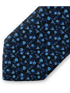 Black Floral Pattern Sartorial Silk Tie | Italo Ferretti Ties | Sam's Tailoring Fine Men's Clothing