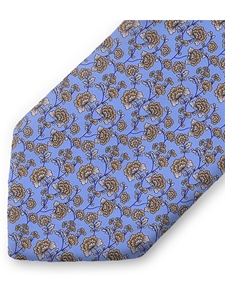 Blue With Tan Floral Sartorial Silk Tie | Italo Ferretti Ties | Sam's Tailoring Fine Men's Clothing