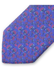 Blue With Pink Floral Sartorial Silk Tie | Italo Ferretti Ties | Sam's Tailoring Fine Men's Clothing