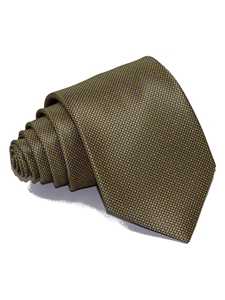 Gray & Yellow Micro Print Polka Dots Silk Tie | Italo Ferretti Ties | Sam's Tailoring Fine Men's Clothing