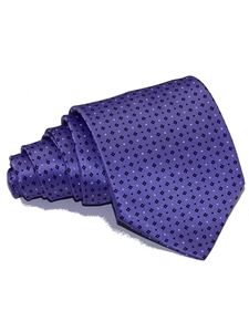 Lilac With Micro White & Blue Diamonds Pattern Silk Tie | Italo Ferretti Ties | Sam's Tailoring Fine Men's Clothing