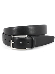 Black Italian Glazed Milled Calfskin Men's Belt | Torino Leather Belts | Sam's Tailoring Fine Men Clothing