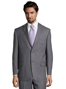 Grey Wool Sharkskin Center Vent Suit Jacket | Palm Beach Wool Collection | Sam's Tailoring Fine Men Clothing