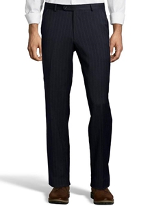 Navy Wool Stripe Plain Front Suit Pant | Palm Beach Wool Collection | Sam's Tailoring Fine Men Clothing