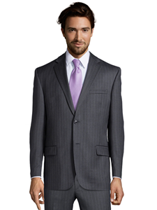 Grey Wool Stripe Center Vent Suit Jacket | Palm Beach Wool Collection | Sam's Tailoring Fine Men Clothing