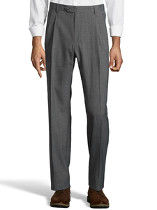 Md Grey Wool/Poly Pleated Expander Pant | Palm Beach Dress Pants | Sam's Tailoring Fine Men Clothing