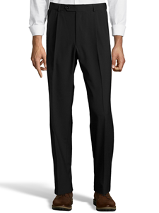 Black Wool/Poly Pleated Expander Big & Tall Pant | Palm Beach Dress Pants | Sam's Tailoring Fine Men's Clothing