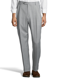 Grey Gabardine Pleated Wool Men's Pant | Palm Beach Dress Pants | Sam's Tailoring Fine Men's Clothing