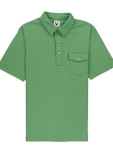 Fairway Green Flap Pocket Comfort Pique Palms Polo | Vastrm Polo Shirts | Sam's Tailoring Fine Men Clothing
