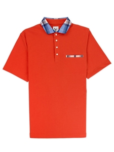 Orange Lightweight Pique Dress Collar Carnegie Polo | Vastrm Polo Shirts | Sam's Tailoring Fine Men Clothing